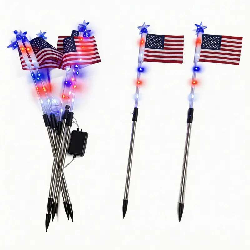🔥Last Day 49% OFF🔥8 Solar American Flag Pathway Lights – Red, White & Blue Yard Glow for 250th Independence Celebration 🇺🇸✨(2)