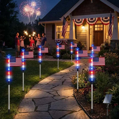 🔥Last Day 49% OFF🔥8 Solar American Flag Pathway Lights – Red, White & Blue Yard Glow for 250th Independence Celebration 🇺🇸✨