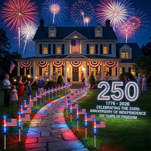 🔥Last Day 49% OFF🔥8 Solar American Flag Pathway Lights – Red, White & Blue Yard Glow for 250th Independence Celebration 🇺🇸✨