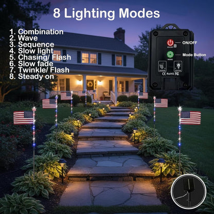 🔥Last Day 49% OFF🔥8 Solar American Flag Pathway Lights – Red, White & Blue Yard Glow for 250th Independence Celebration 🇺🇸✨