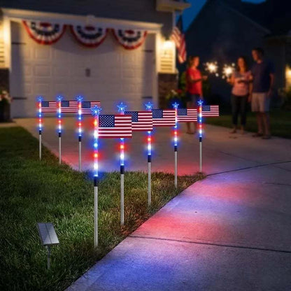 🔥Last Day 49% OFF🔥8 Solar American Flag Pathway Lights – Red, White & Blue Yard Glow for 250th Independence Celebration 🇺🇸✨（2）