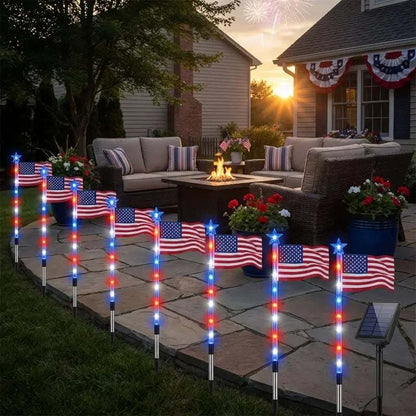 🔥Last Day 49% OFF🔥8 Solar American Flag Pathway Lights – Red, White & Blue Yard Glow for 250th Independence Celebration 🇺🇸✨（2）