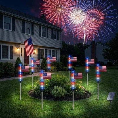 🔥Last Day 49% OFF🔥8 Solar American Flag Pathway Lights – Red, White & Blue Yard Glow for 250th Independence Celebration 🇺🇸✨（2）